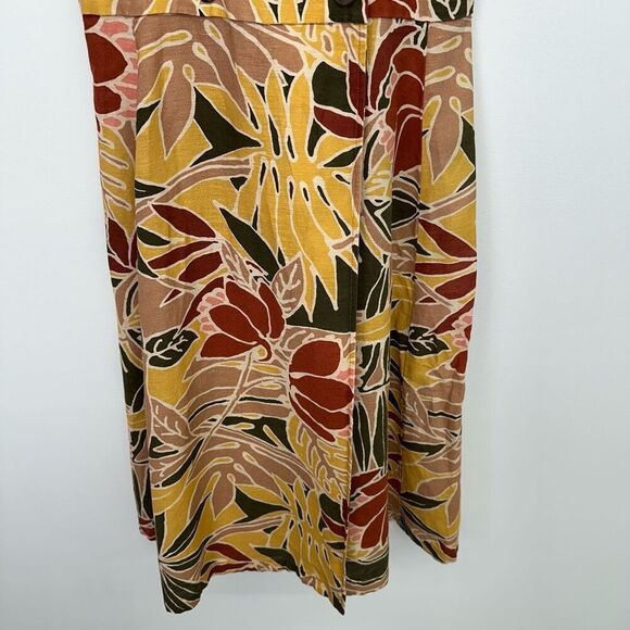Sezane Women’s Mathilda Linen Blend Wrap Midi Dress Multicolor Tropical Floral - Picture 9 of 11